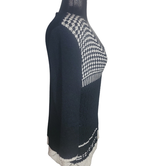 San Francisco Black and White Patterned Knit Cardigan XL - Picture 4 of 6